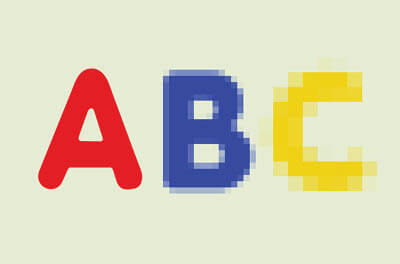 Graphic image with the letters A, B and C getting progressively more blurry