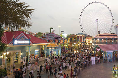 A bustling amusement park in China’s Guangdong province