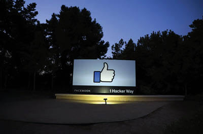 Sign outside Facebook headquarters