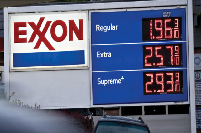 Exxon sign at a gas station