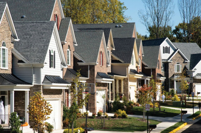 Homes in a wealthy white suburban neighborhood