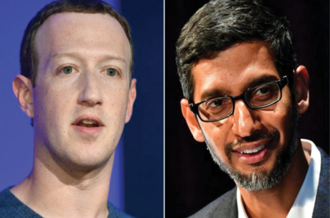 Facebook CEO Mark Zuckerberg and Google CEO Sundar Pichai