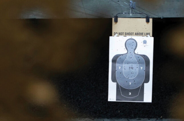 A target at the Sharp Shooting Gun Range and Shop in Spokane, Wash.