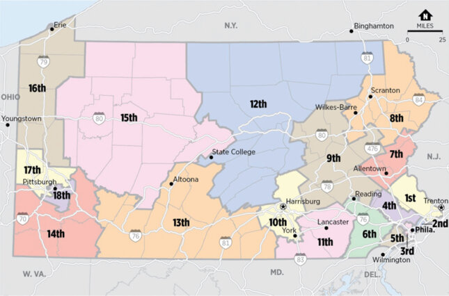 Map of Pennsylvania's congressional districts