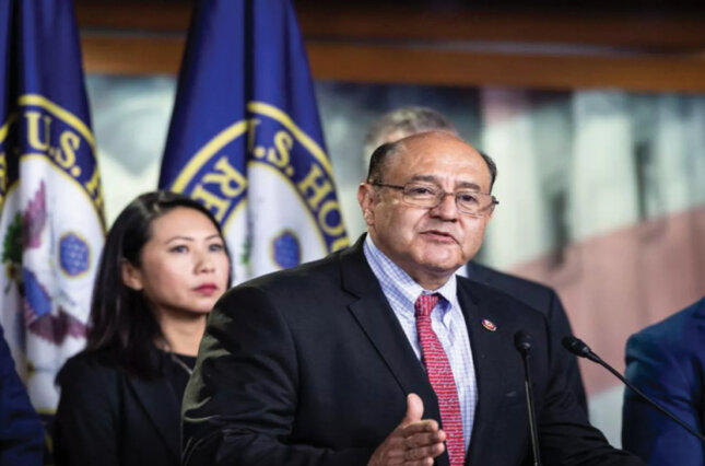 Rep. Lou Correa (CA-46) speaks at a press conference