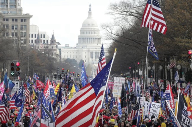 Donald Trump supporters at a December 2020 rally in Freedom Plaza in Washington D.C.