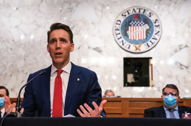 Senator Josh Hawley (R-MO.) speaking in October, 2020