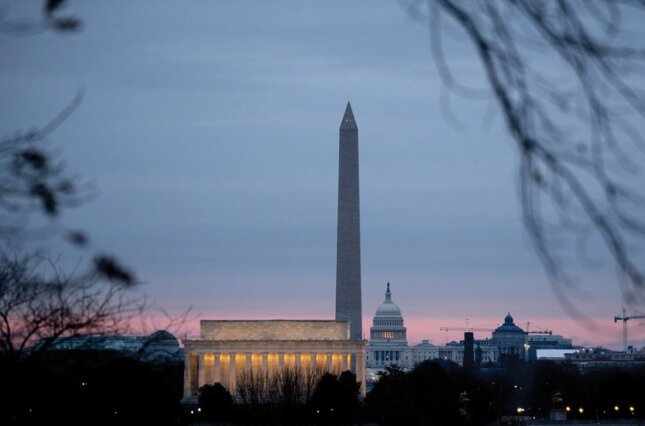 Photo of Washington, D.C. including the Lincoln Memorial, Washington Monument, and the U.S. Capitol building