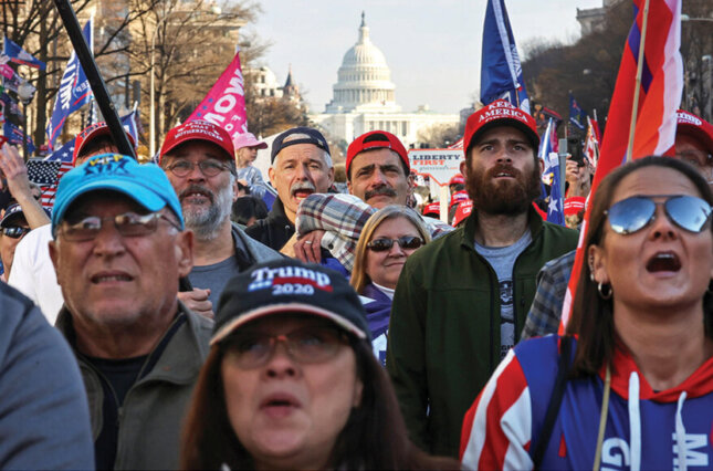 Supporters of Donald Trump take part in a rally to protest 2020 election results in Washington, D.C.