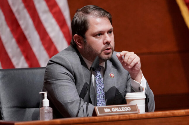 Rep. Ruben Gallego, D-Ariz., speaks during a House Armed Services Committee hearing on July 9, 2020, on Capitol Hill in Washington.