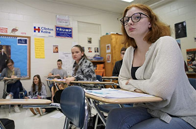 A high school civics class in Bear Creek, North Carolina, debates former President Donald Trump’s first impeachment. Several states have begun reinvesting in civics education.