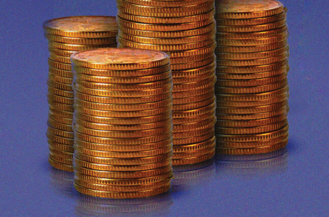 Coins stacked