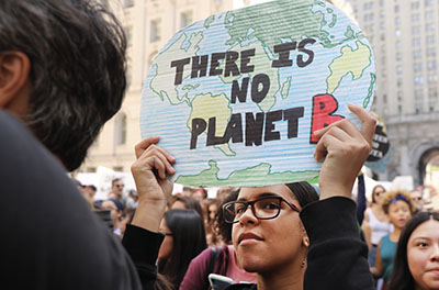 Protesters march to demand action against global climate change on Sept. 20, 2019, in New York City