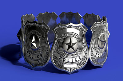 Graphic image of police badges forming a crown