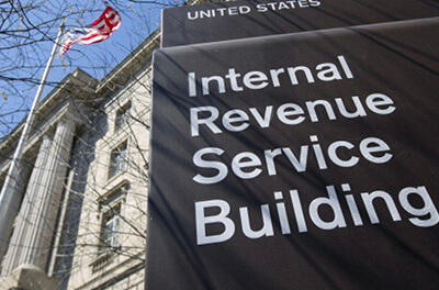 IRS office and sign in Washington, D.C.