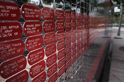 Names of U.S. service members on the 9/11 Memorial in New York City