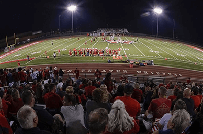 High school football game at Whitewater High School in Wisconsin