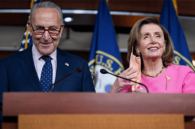 Graphic image of House Speaker Nancy Pelosi and Senate Majority Leader Chuck Schumer