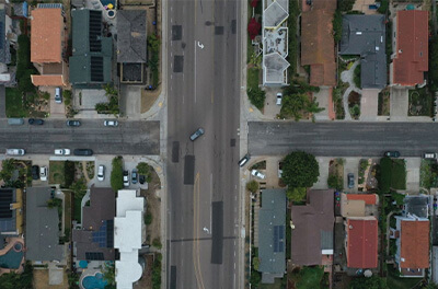 Graphic image of single-family homes dominating the streets of Del Mar, California