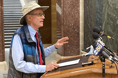 Wisconsin Secretary of State Doug La Follette speaks March 17, 2022, at the state Capitol in Madison, Wis.