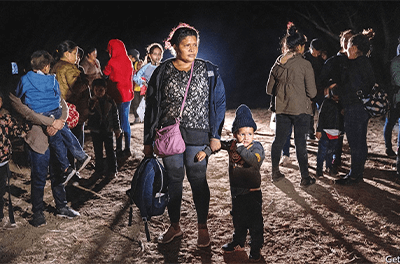 Immigrants gather near the Texas boarder