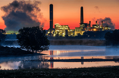 The Dave Johnson coal-fired power plant is captured in the early morning light, July 26, 2018, in Glenrock, Wyoming.