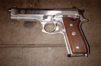 A handgun found at a scene involving a suspect wanted in connection with the killing of two NYPD officers, in 2014