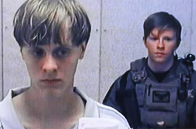 White nationalist Dylann Roof appears in court on June 19, 2015, after his arrest in the mass shootings at a Black church in South Carolina.