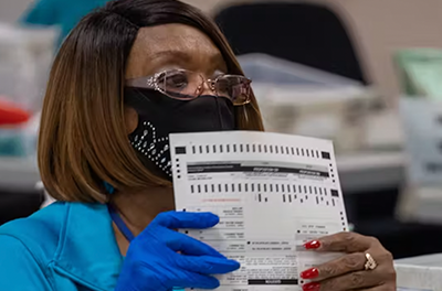 Election working at polling site