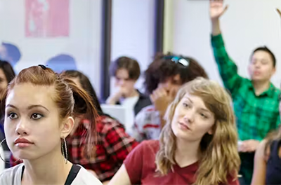 High school students in a classroom.