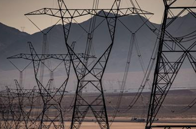 Power lines across a western landscape.