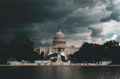 Storm clouds over the U.S. Capitol building.