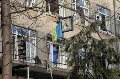 Odesa Technical College in Odesa, Ukraine, damaged in a nighttime Russian drone attack on Feb. 8.